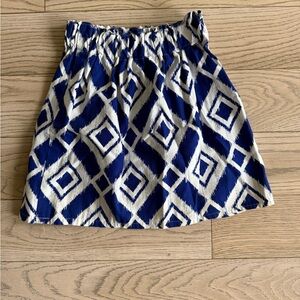 Blue and White Geometric Pattern Skirt